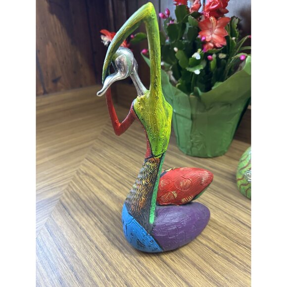 Set Of 3 Abstract Colorful Modern Art Sculptures With Silver Accents - Picture 10 of 13